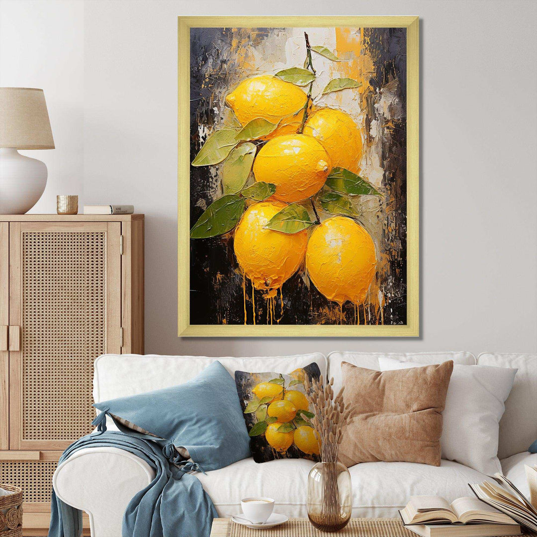 Lemon Loops Abstract Shapes I - Abstract Canvas Wall Art