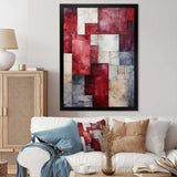 Maroon Mosaics Abstract Shapes - Abstract Canvas Wall Art