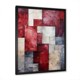 Maroon Mosaics Abstract Shapes - Abstract Canvas Wall Art