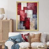 Maroon Mosaics Abstract Shapes - Abstract Canvas Wall Art