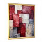 Maroon Mosaics Abstract Shapes - Abstract Canvas Wall Art