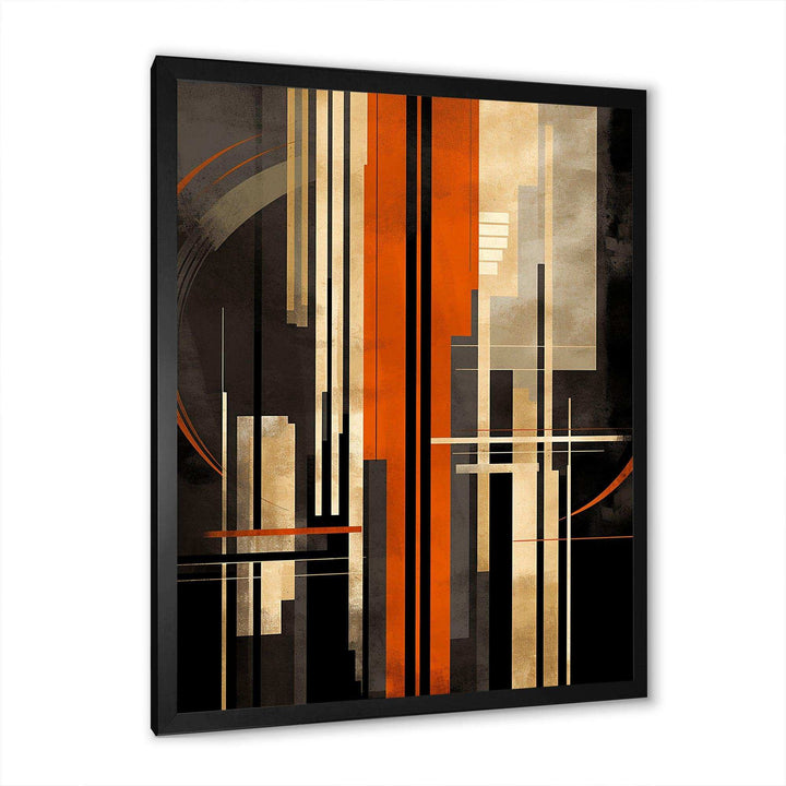 Orange And Grey Vectors I - Abstract Canvas Wall Art