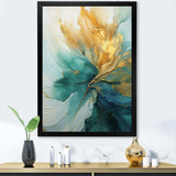 Gold And Teal Aurora Harmony - Abstract Canvas Wall Art