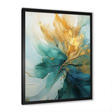 Gold And Teal Aurora Harmony - Abstract Canvas Wall Art