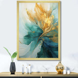 Gold And Teal Aurora Harmony - Abstract Canvas Wall Art