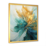 Gold And Teal Aurora Harmony - Abstract Canvas Wall Art