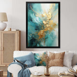 Gold And Teal Aurora Harmony II - Abstract Canvas Wall Art