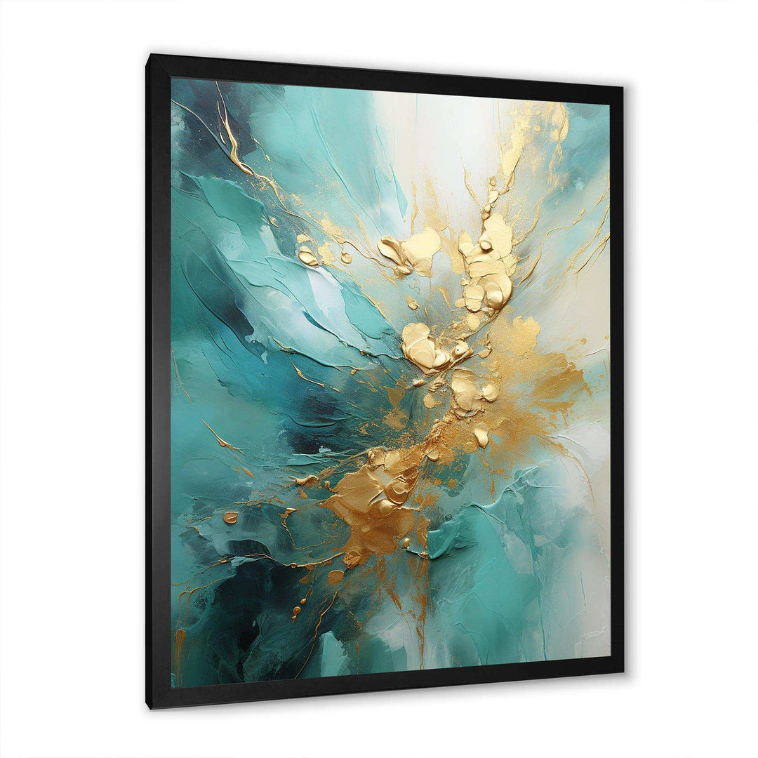 Gold And Teal Aurora Harmony II - Abstract Canvas Wall Art