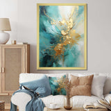 Gold And Teal Aurora Harmony II - Abstract Canvas Wall Art