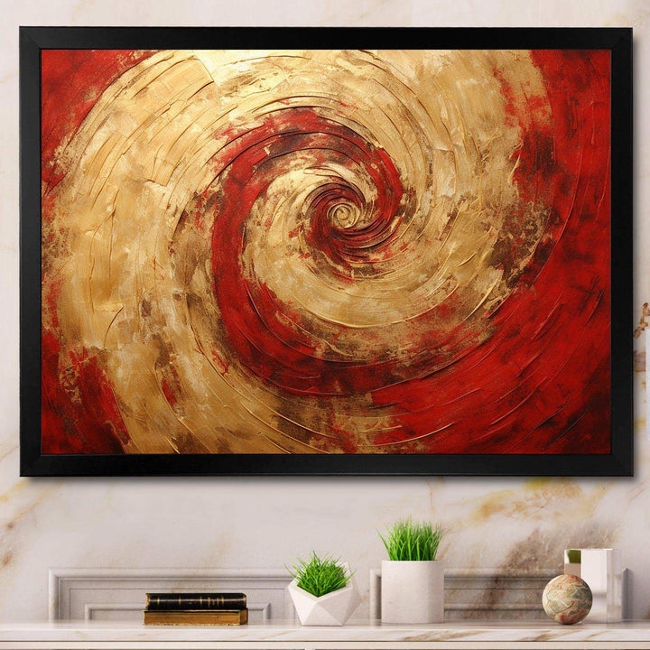 Red Gold Fusion Spiral III - Abstract Canvas Wall Art