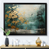 Golden Emerald Forest - Abstract Canvas Wall Art