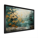 Golden Emerald Forest - Abstract Canvas Wall Art