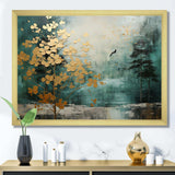 Golden Emerald Forest - Abstract Canvas Wall Art