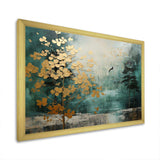 Golden Emerald Forest - Abstract Canvas Wall Art