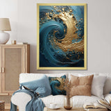 Golden Emerald Surge I - Abstract Canvas Wall Art