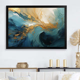 Gold Teal Ocean Spiral III - Abstract Canvas Wall Art