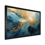 Gold Teal Ocean Spiral III - Abstract Canvas Wall Art