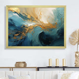 Gold Teal Ocean Spiral III - Abstract Canvas Wall Art