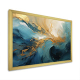 Gold Teal Ocean Spiral III - Abstract Canvas Wall Art