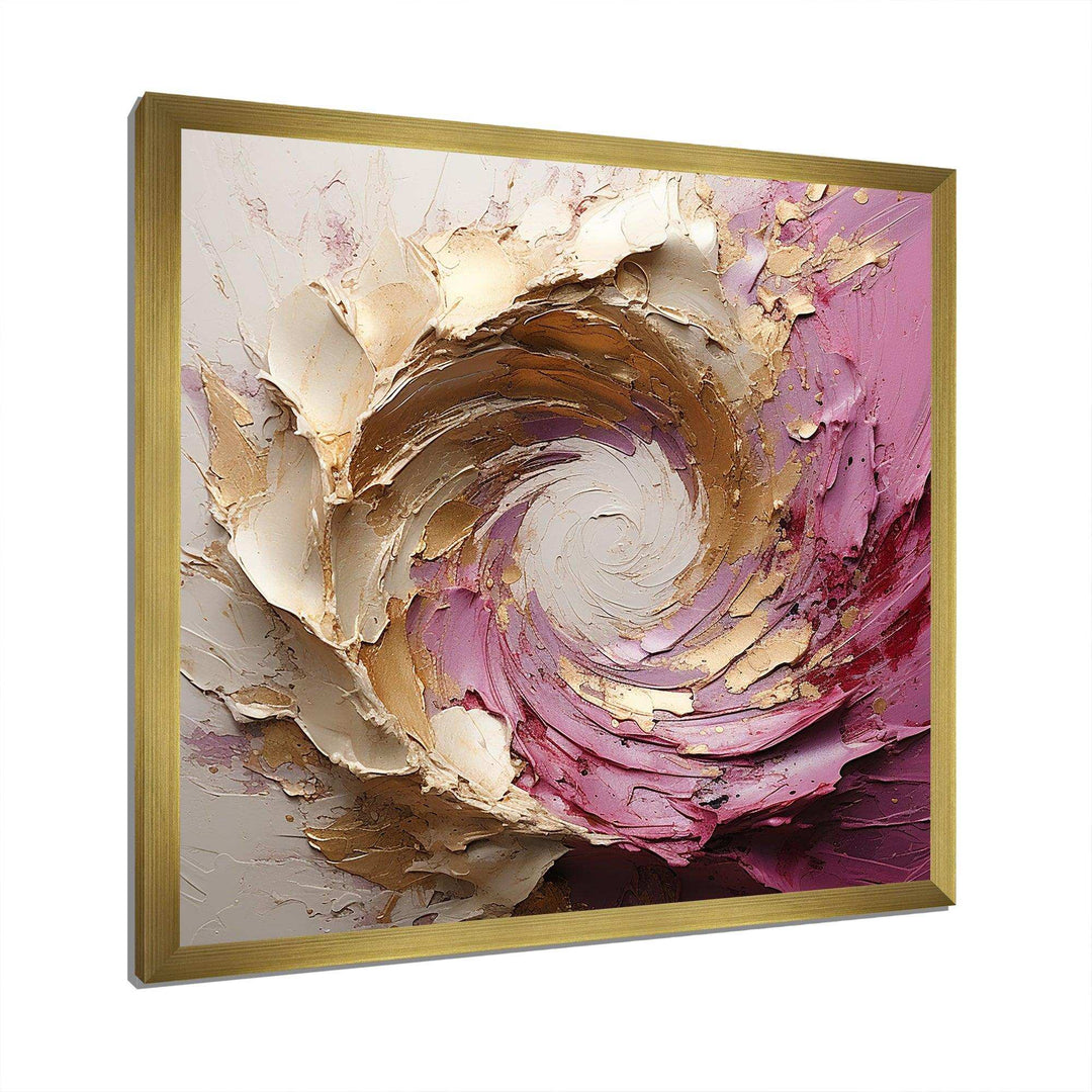 Gold Pink Minimalism Spiral Poteries - Abstract Canvas Wall Art