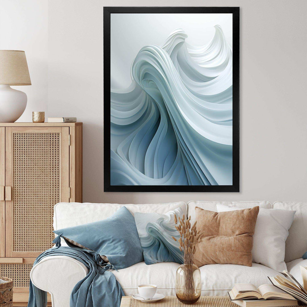 White &amp; Blue Zen Zephyr Spiral - Abstract Canvas Wall Art