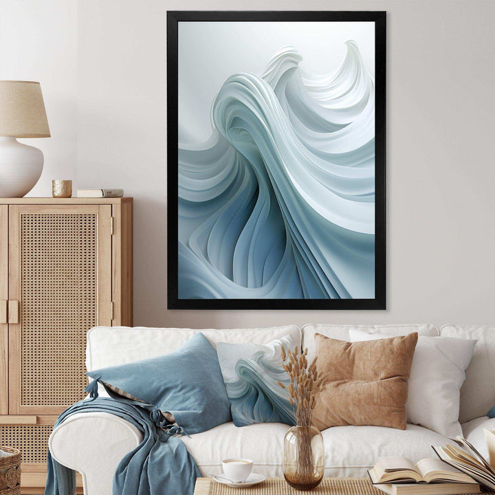 White &amp; Blue Zen Zephyr Spiral - Abstract Canvas Wall Art