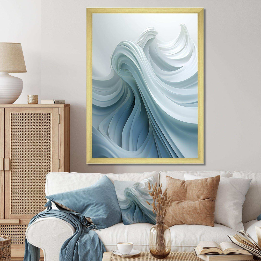 White &amp; Blue Zen Zephyr Spiral - Abstract Canvas Wall Art