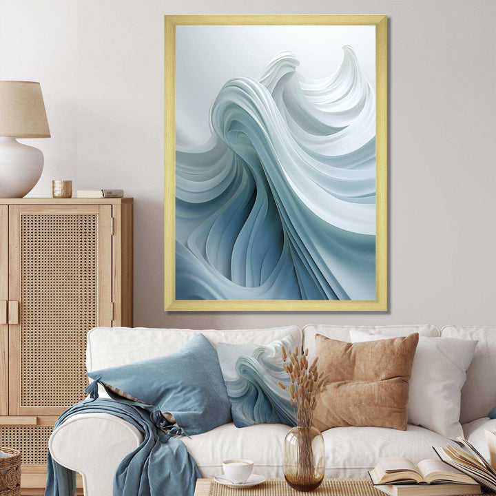 White &amp; Blue Zen Zephyr Spiral - Abstract Canvas Wall Art