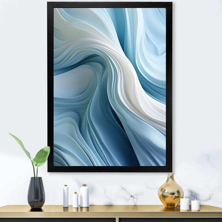White &amp; Blue Zen Zephyr Spiral I - Abstract Canvas Wall Art