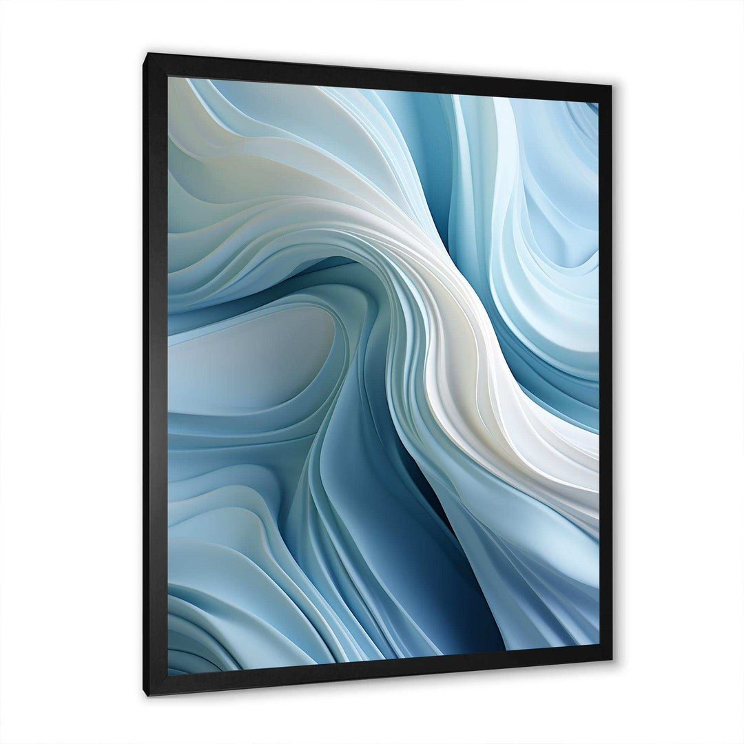 White &amp; Blue Zen Zephyr Spiral I - Abstract Canvas Wall Art