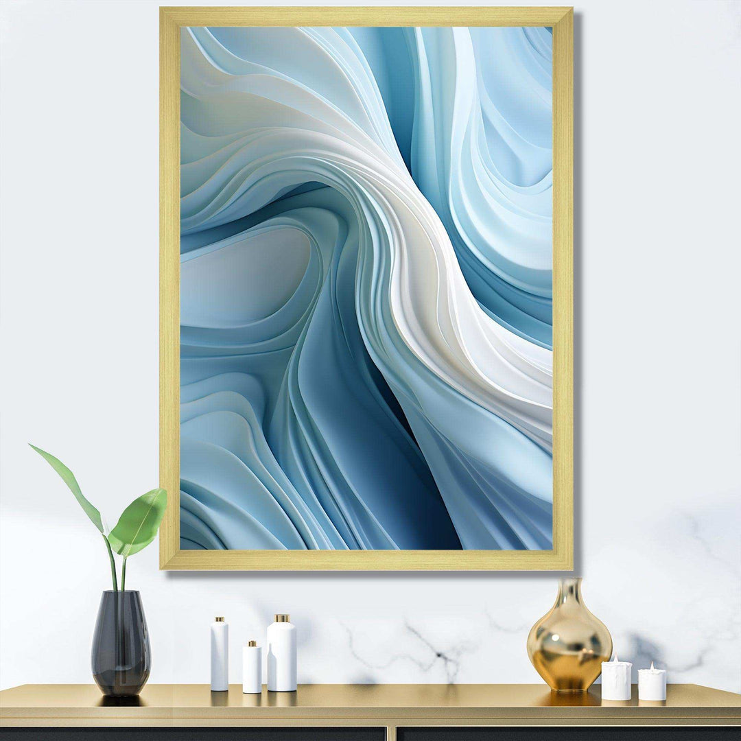 White &amp; Blue Zen Zephyr Spiral I - Abstract Canvas Wall Art