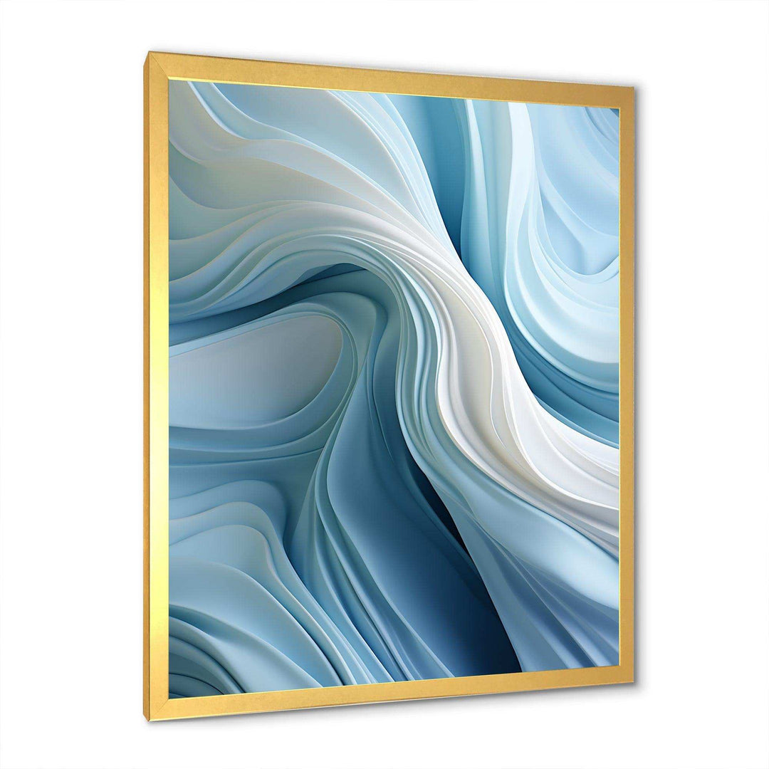 White &amp; Blue Zen Zephyr Spiral I - Abstract Canvas Wall Art