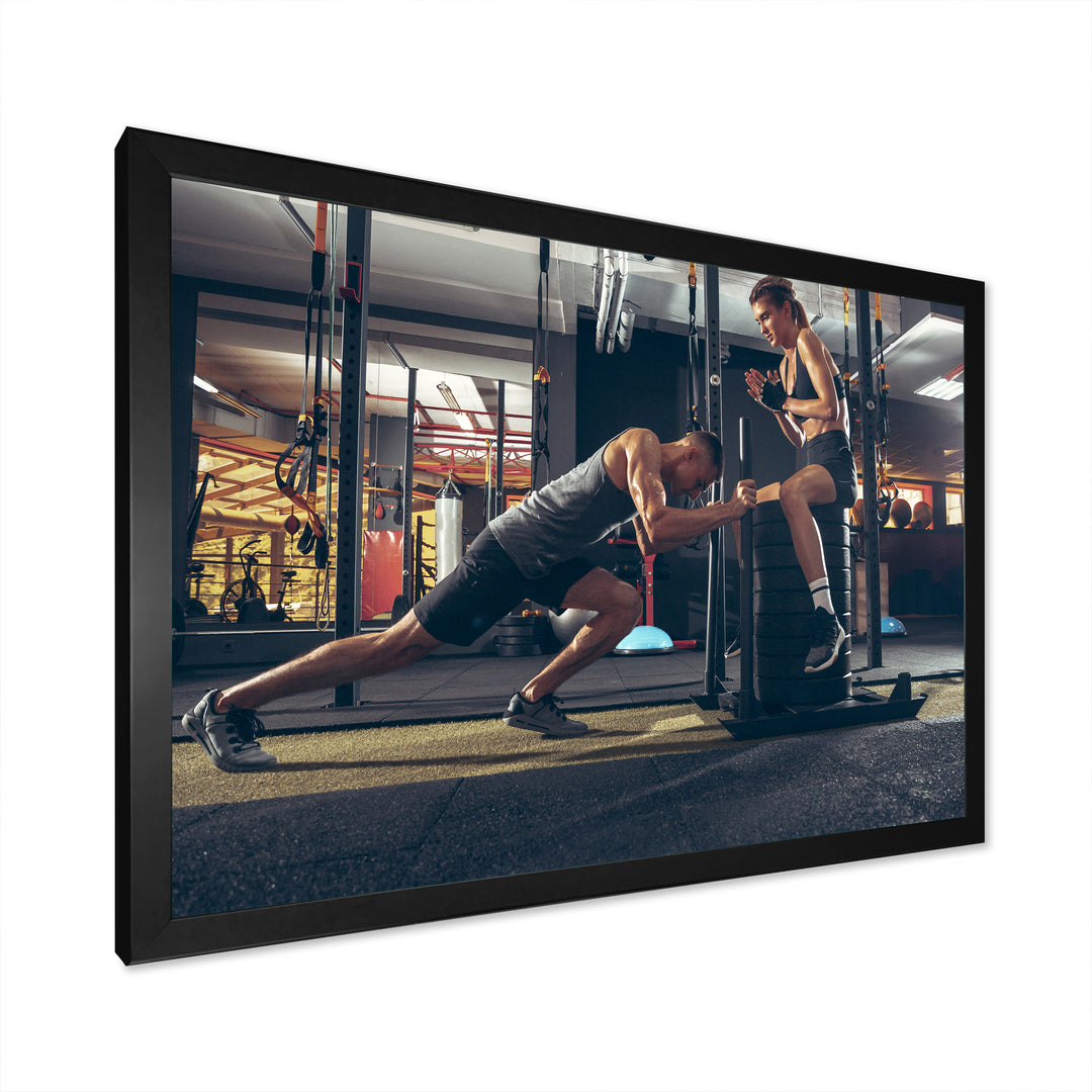 Couple Training - Aerobic &amp; Bodybuilding Canvas Wall Art