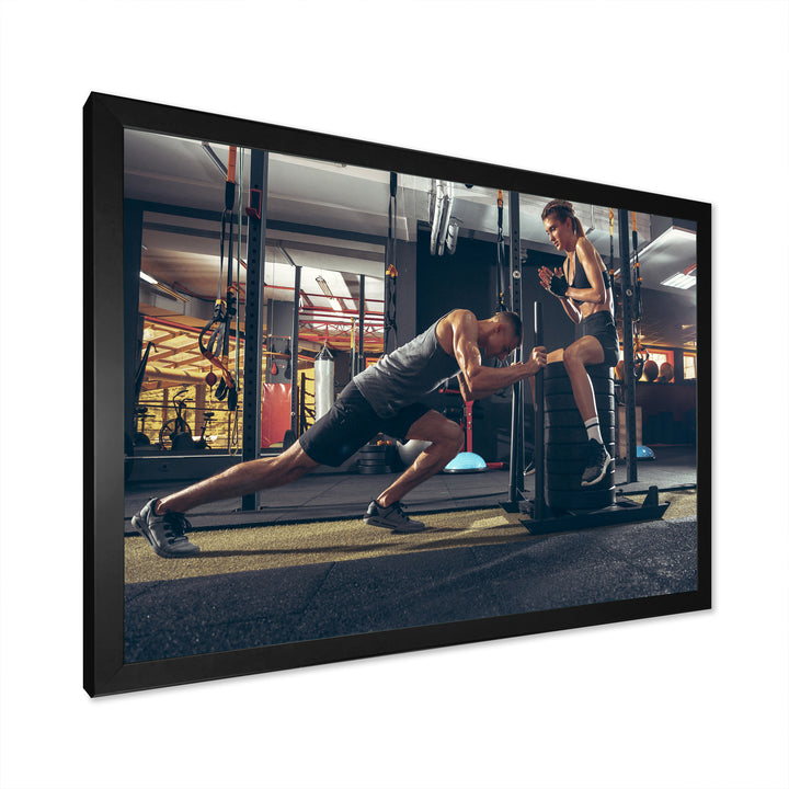 Couple Training - Aerobic &amp; Bodybuilding Canvas Wall Art