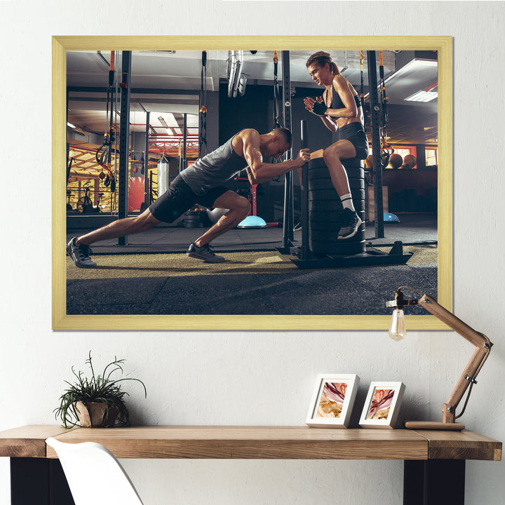 Couple Training - Aerobic &amp; Bodybuilding Canvas Wall Art