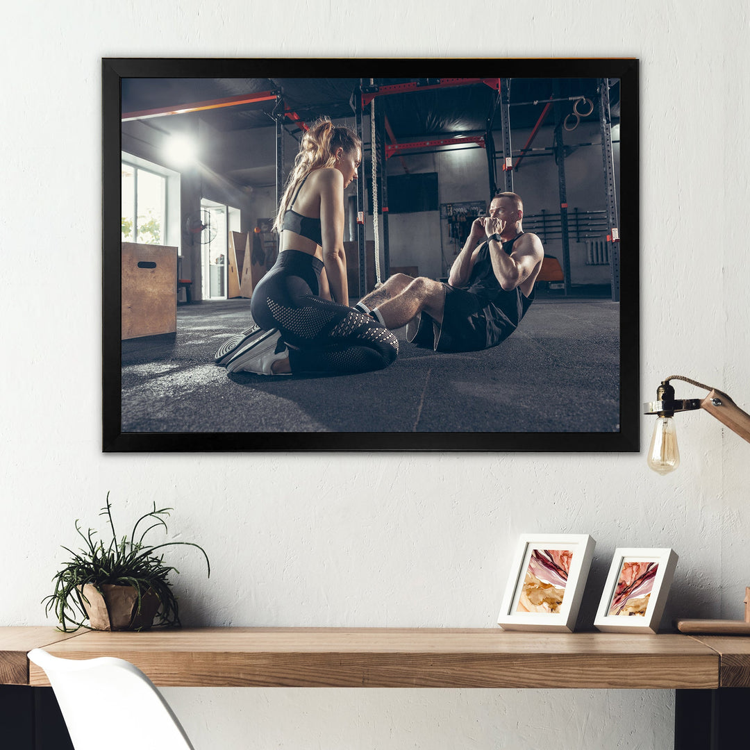 Couple Training I - Aerobic &amp; Bodybuilding Canvas Wall Art