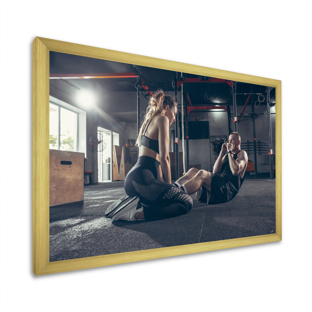 Couple Training I - Aerobic &amp; Bodybuilding Canvas Wall Art