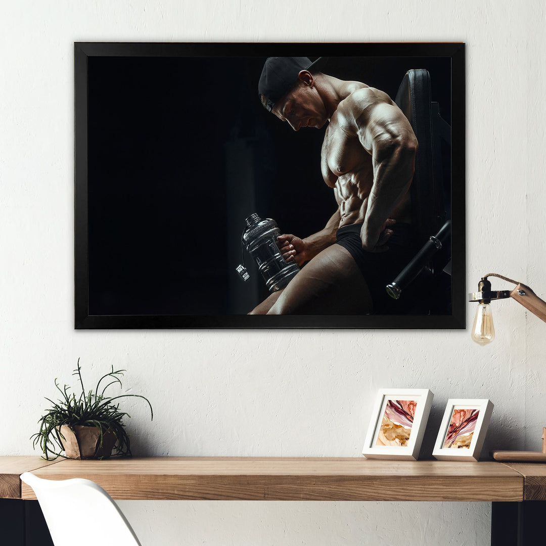 Bodybuilder Fitness Workout - Aerobic &amp; Bodybuilding Canvas Wall Art