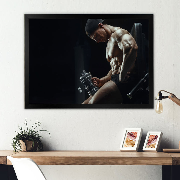 Bodybuilder Fitness Workout - Aerobic &amp; Bodybuilding Canvas Wall Art