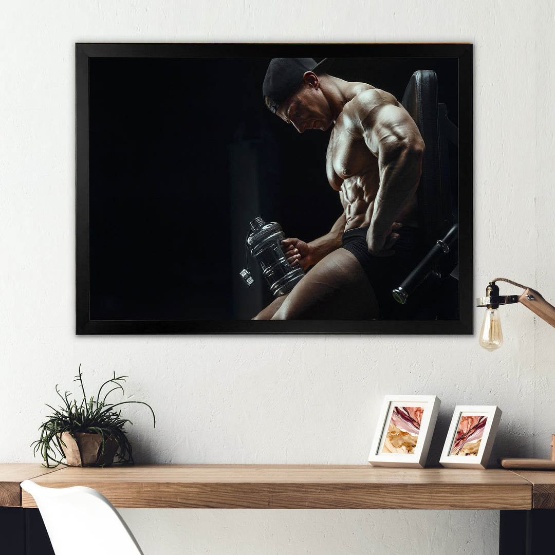Bodybuilder Fitness Workout - Aerobic &amp; Bodybuilding Canvas Wall Art
