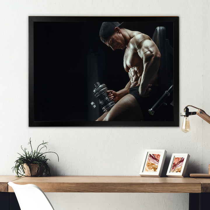 Bodybuilder Fitness Workout - Aerobic &amp; Bodybuilding Canvas Wall Art