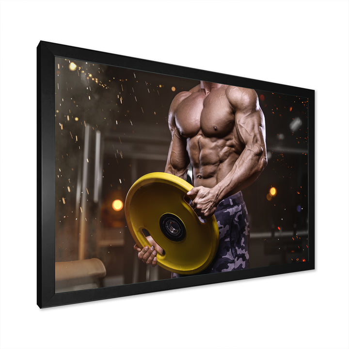 Pumping Up Muscles Dumbbells - Aerobic &amp; Bodybuilding Canvas Wall Art