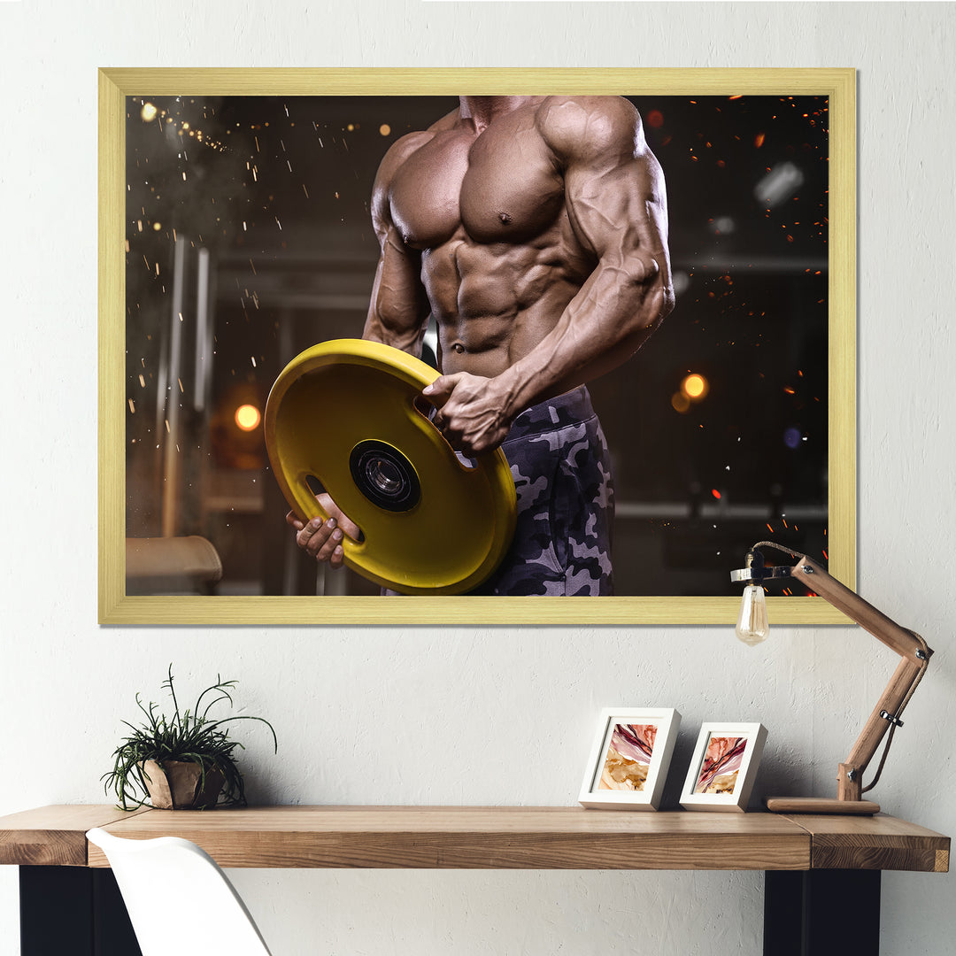 Pumping Up Muscles Dumbbells - Aerobic &amp; Bodybuilding Canvas Wall Art