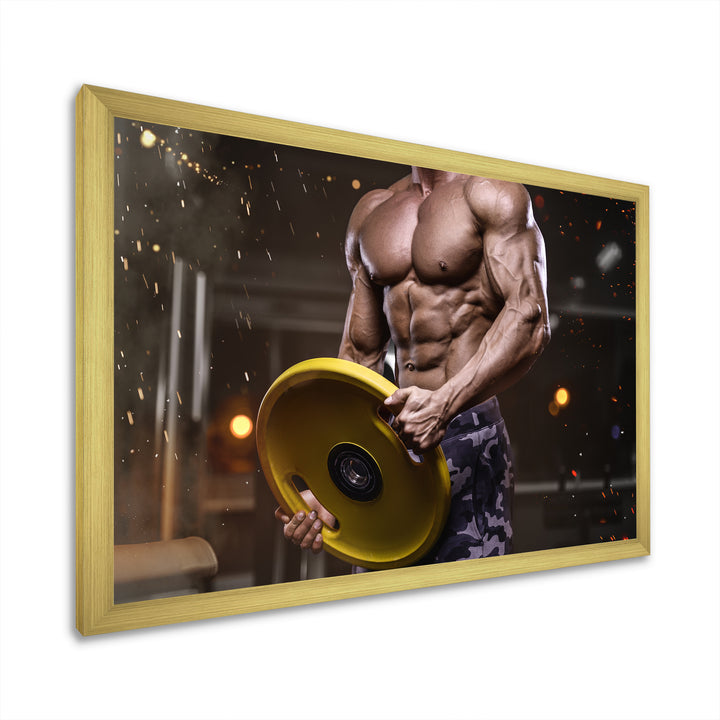 Pumping Up Muscles Dumbbells - Aerobic &amp; Bodybuilding Canvas Wall Art