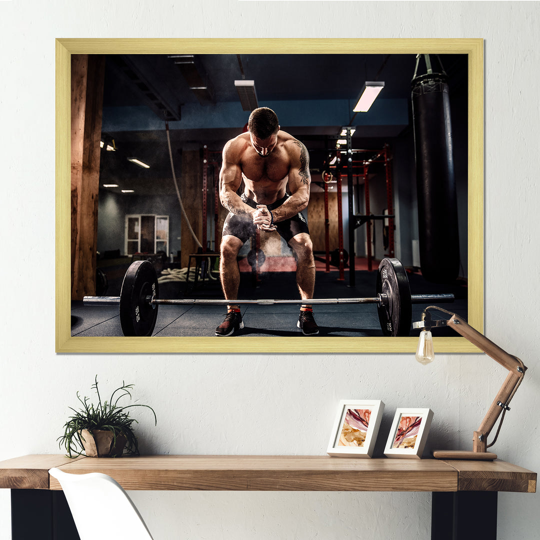 Bodybuilding Deadlift Prepare - Aerobic &amp; Bodybuilding Canvas Wall Art