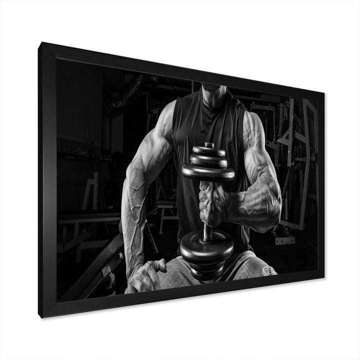 Black And White Dumbbell Gym - Aerobic &amp; Bodybuilding Canvas Wall Art