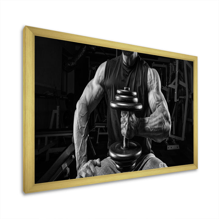 Black And White Dumbbell Gym - Aerobic &amp; Bodybuilding Canvas Wall Art