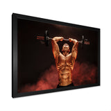 Man Lifting Dumbbell Red Fog - Aerobic & Bodybuilding Canvas Wall Art