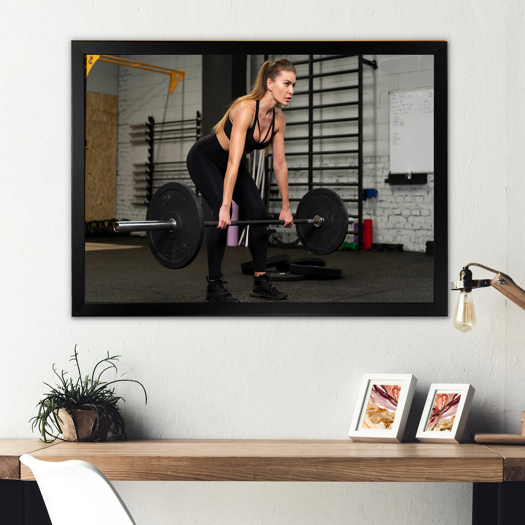Woman Training Gym Full Shot - Aerobic &amp; Bodybuilding Canvas Wall Art