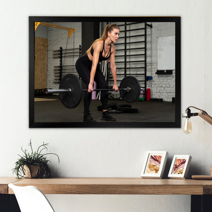Woman Training Gym Full Shot - Aerobic &amp; Bodybuilding Canvas Wall Art